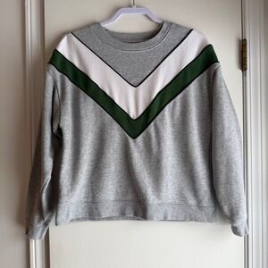 Maeve by Anthropologie Grey Chevron Colorblock Sweatshirt Pullover Women's Small